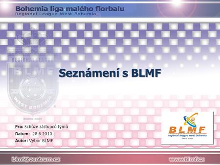 Seznámení s BLMF Pro: Schůze zástupců týmů Datum: 28.6.2010 Autor: Výbor BLMF.