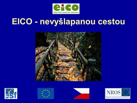 1 EICO - nevyšlapanou cestou. 2 Evropský sociální fond Operační program Rozvoj lidských zdrojů (OP RLZ) Opatření 2.3 Posílení kapacity poskytovatelů sociálních.