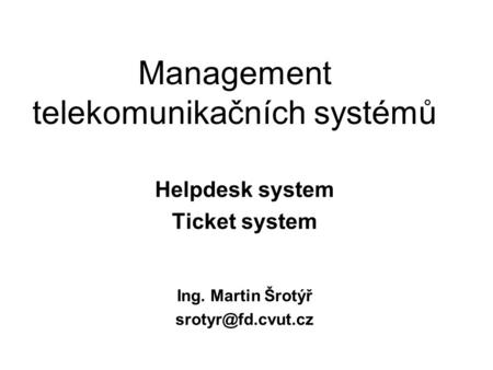 Management telekomunikačních systémů