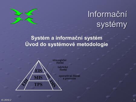 Systém a informační systém Úvod do systémové metodologie