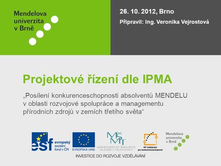 Projektové řízení dle IPMA