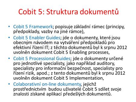 Cobit 5: Struktura dokumentů