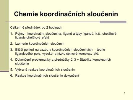 Chemie koordinačních sloučenin