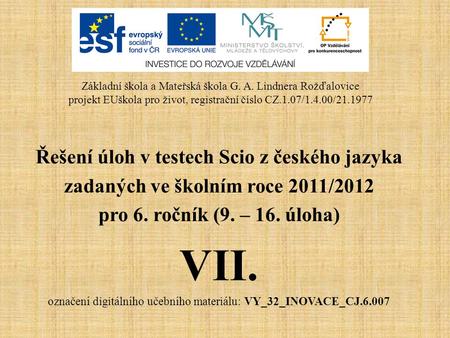 VII. Řešení úloh v testech Scio z českého jazyka