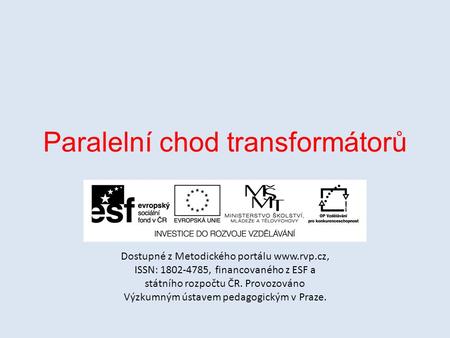 Paralelní chod transformátorů