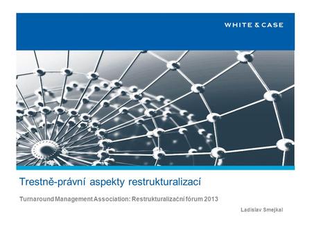 Trestně-právní aspekty restrukturalizací Turnaround Management Association: Restrukturalizační fórum 2013 Ladislav Smejkal.