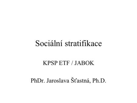 Sociální stratifikace