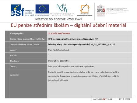 EU peníze středním školám – digitální učební materiál