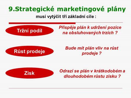 9.Strategické marketingové plány