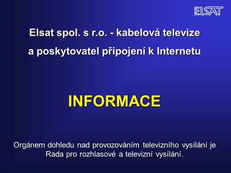 INFORMACE Elsat spol. s r.o. - kabelová televize