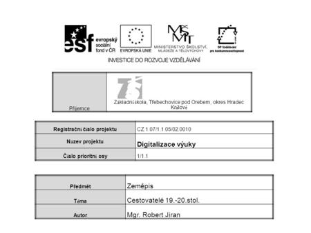 Registrační číslo projektu