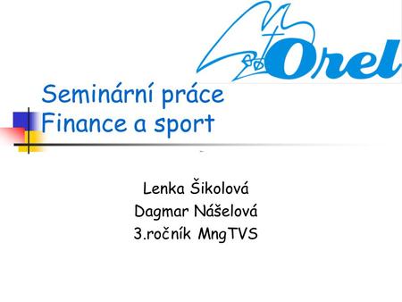 Seminární práce Finance a sport Lenka Šikolová Dagmar Nášelová 3.ročník MngTVS.