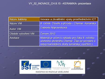 VY_32_INOVACE_CH.8.15 –KERAMIKA- prezentace