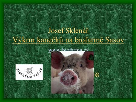 Josef Sklenář Výkrm kanečků na biofarmě Sasov www.biofarma.cz 2008 www.biofarma.cz.