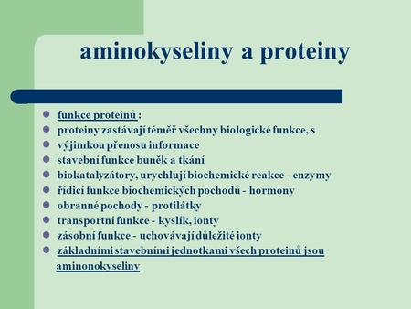 aminokyseliny a proteiny