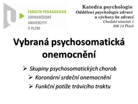 Vybraná psychosomatická onemocnění
