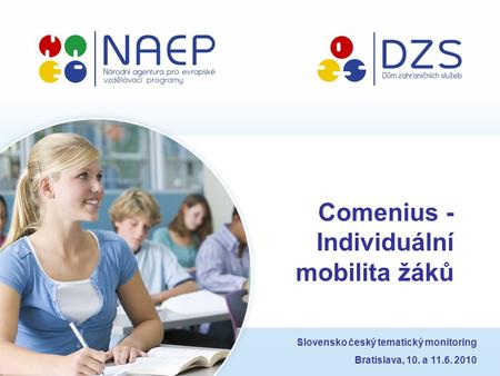 Comenius - Individuální mobilita žáků Slovensko český tematický monitoring Bratislava, 10. a 11.6. 2010.