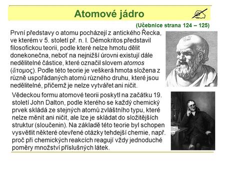 Atomové jádro (Učebnice strana 124 – 125)