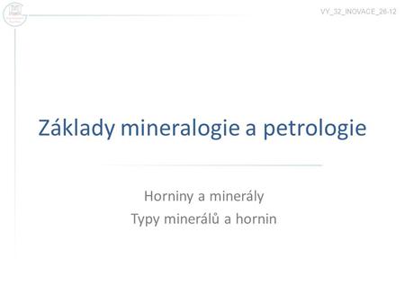 Základy mineralogie a petrologie