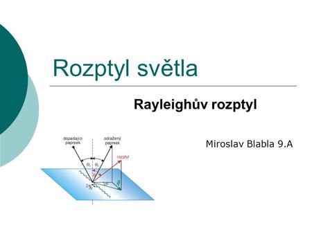 Rozptyl světla Rayleighův rozptyl Miroslav Blabla 9.A.
