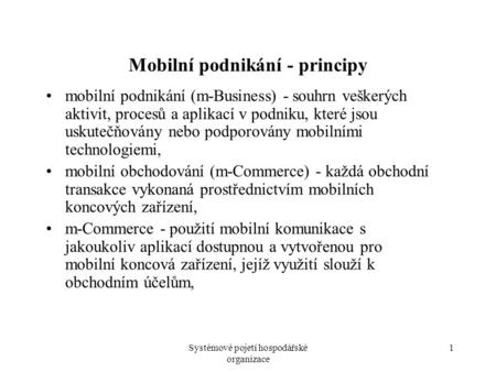 Mobilní podnikání - principy