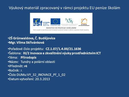 Výukový materiál zpracovaný v rámci projektu EU peníze školám