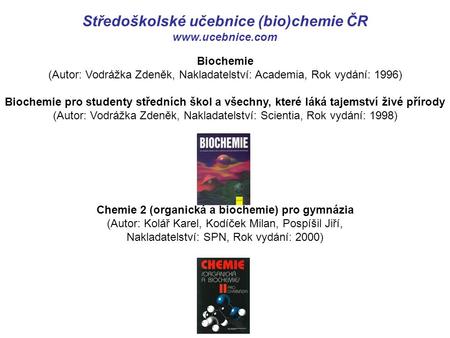Středoškolské učebnice (bio)chemie ČR