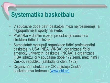 Systematika basketbalu