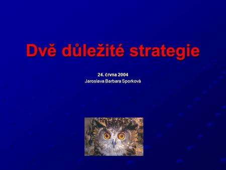 Dvě důležité strategie 24. črvna 2004 Jaroslava Barbara Sporková.