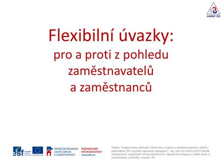 Flexibilní úvazky: pro a proti z pohledu zaměstnavatelů a zaměstnanců Projekt Implementace přístupů k flexicurity v malých a středních podnicích (MSP)