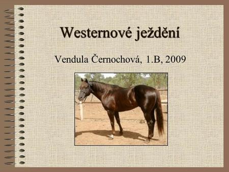 Westernové ježdění Vendula Černochová, 1.B, 2009.