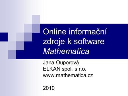 Online informační zdroje k software Mathematica