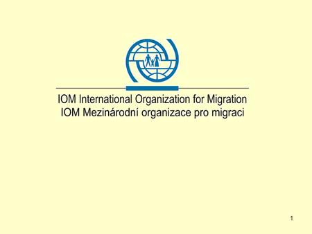 1. 2 Sídlo organizace v Ženevě ve Švýcarsku IOM má statut mezivládní organizace Pomáhá jak jednotlivcům, tak vládám členských států IOM působí od roku.