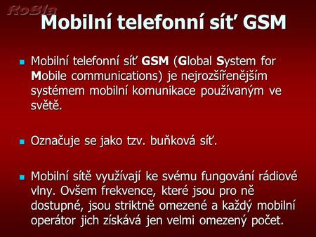 Mobilní telefonní síť GSM