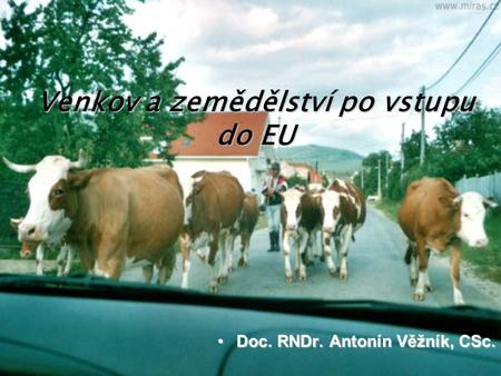 Venkov a zemědělství po vstupu do EU Doc. RNDr. Antonín Věžník, CSc.Doc. RNDr. Antonín Věžník, CSc.