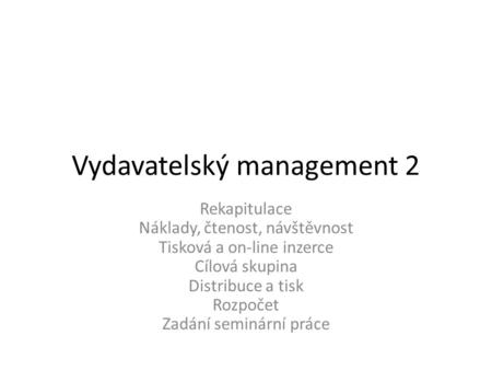 Vydavatelský management 2
