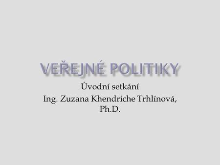 Úvodní setkání Ing. Zuzana Khendriche Trhlínová, Ph.D.