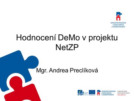 Hodnocení DeMo v projektu NetZP Mgr. Andrea Preclíková.