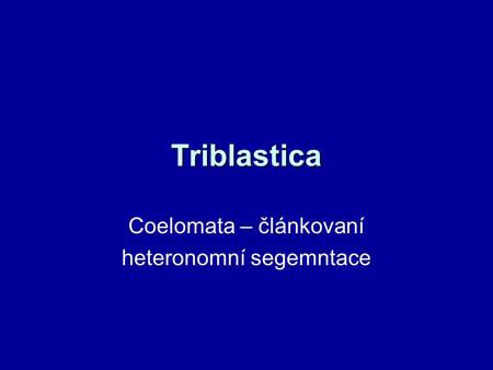 Coelomata – článkovaní heteronomní segemntace