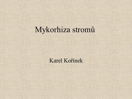 Mykorhiza stromů Karel Kořínek.