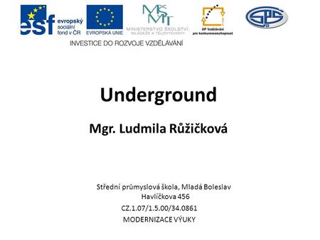 Underground Mgr. Ludmila Růžičková