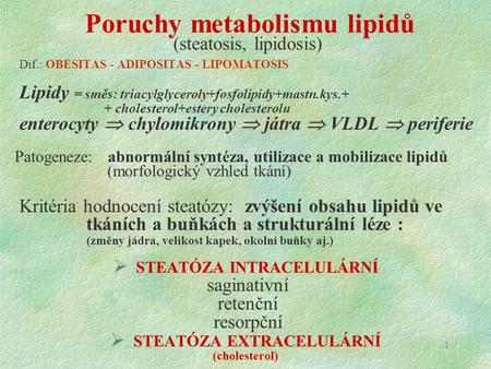 Poruchy metabolismu lipidů