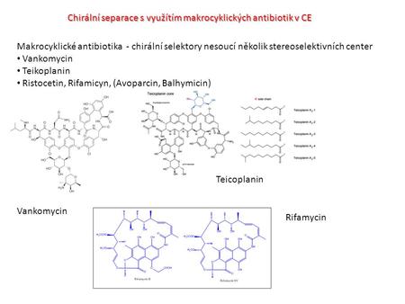 Chirální separace s využítím makrocyklických antibiotik v CE
