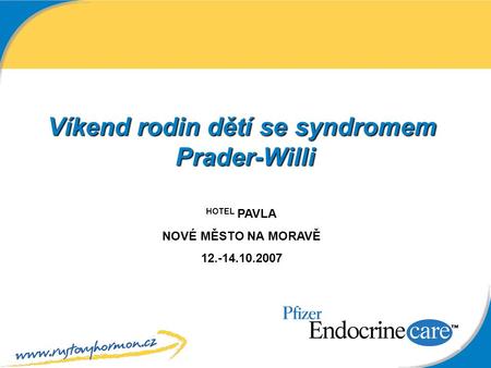 Víkend rodin dětí se syndromem Prader-Willi HOTEL PAVLA NOVÉ MĚSTO NA MORAVĚ 12.-14.10.2007.