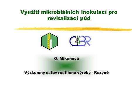 Využití mikrobiálních inokulací pro revitalizaci půd O. Mikanová Výzkumný ústav rostlinné výroby - Ruzyně.