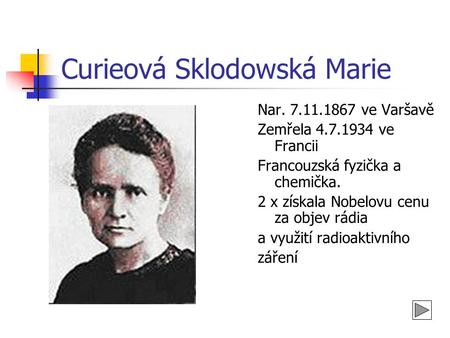 Curieová Sklodowská Marie