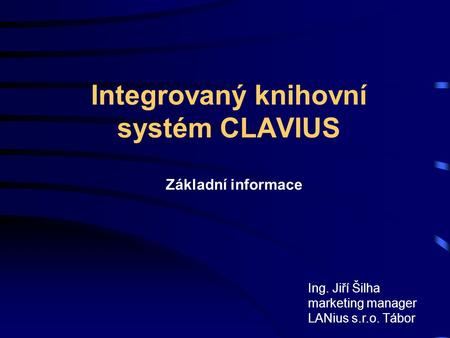 Integrovaný knihovní systém CLAVIUS