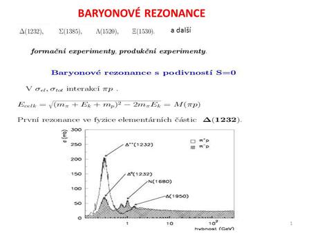 BARYONOVÉ REZONANCE a další 1. Zachování I I=3/2 K je konstanta 2.