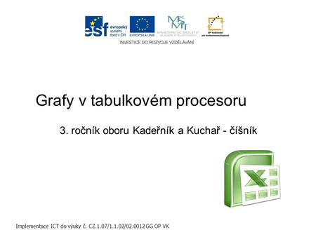Grafy v tabulkovém procesoru Implementace ICT do výuky č. CZ.1.07/1.1.02/02.0012 GG OP VK 3. ročník oboru Kadeřník a Kuchař - číšník.