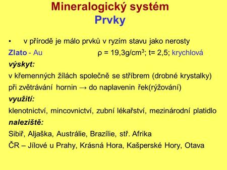 Mineralogický systém Prvky